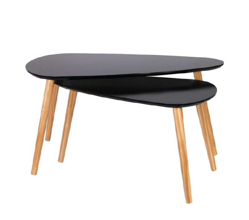 Tables Gigognes En Bois Galet (lot De 2) Noir