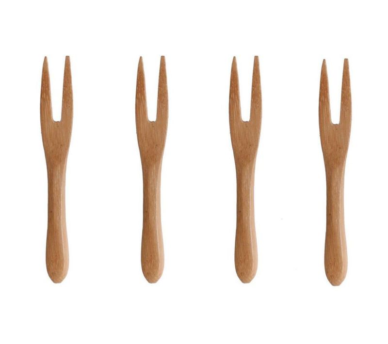 Lot De 4 Fourchettes 2 Dents "eco" 9cm Naturel