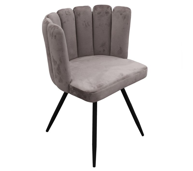Chaise Design Effet Velours Ariel - Gris