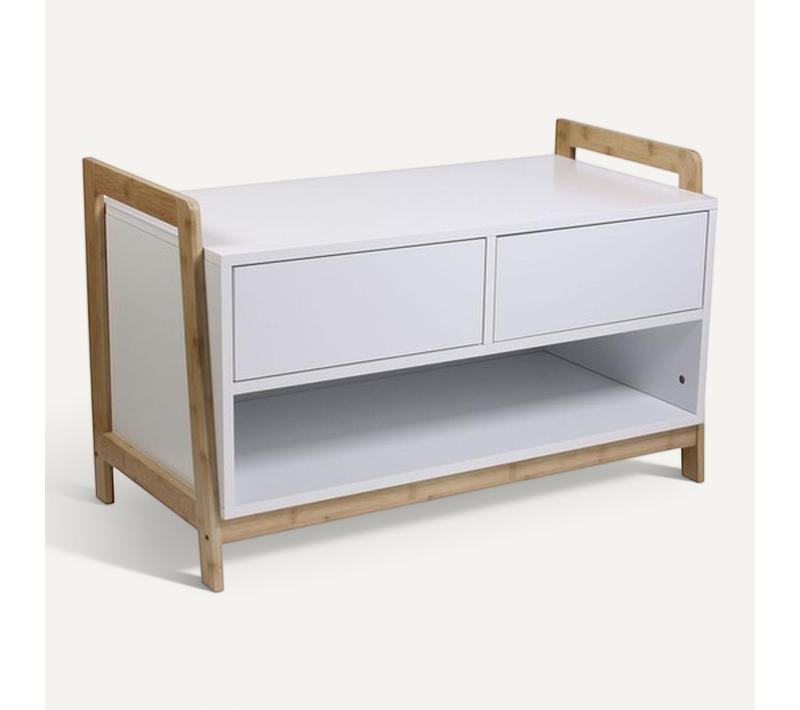 Meuble De Rangement Bas Scandinave Copenhague - L. 83 X H. 50 Cm - Blanc
