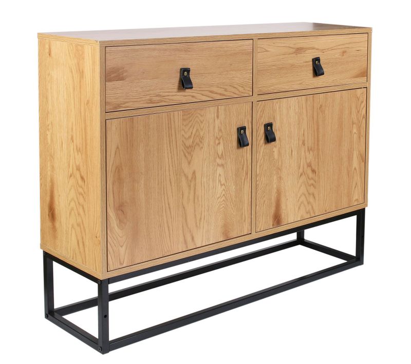 Buffet Design Bois Et Métal Abbott - L. 100 X H. 80 Cm - Marron