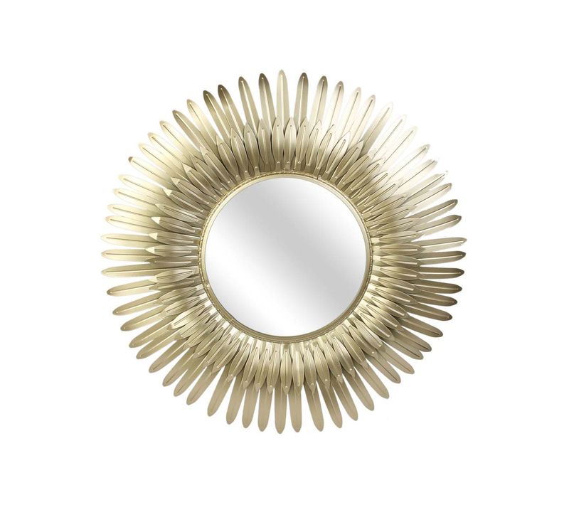 Miroir Plumes En Métal Doré 53 Cm