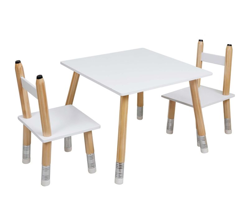 Ensemble Table Et 2 Chaises Pour Enfants En Bois Crayon