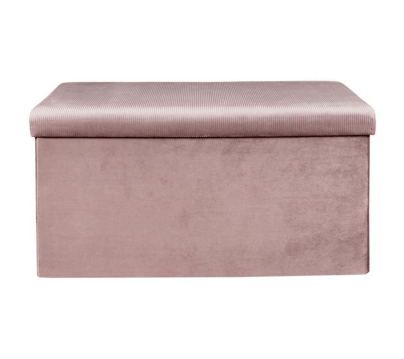 Coffre Banc Pliable Design Velours Giulia - L. 76 X H. 38 Cm - Rose