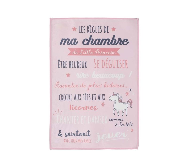 Tapis Règles De La Chambre Enfant 60x90 Cm Little Princesse -rose