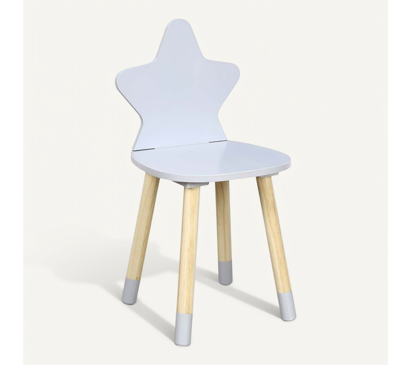 Chaise Enfant En Bois Étoile Gris Clair