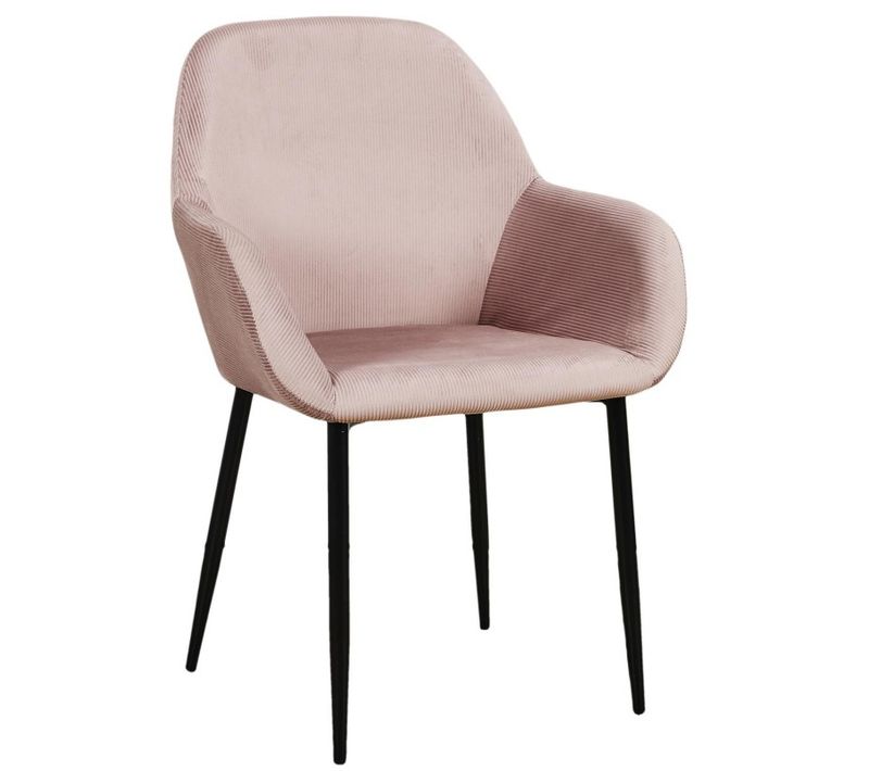 Fauteuil Velours Côtelé Giulia Rose Poudré - Rose
