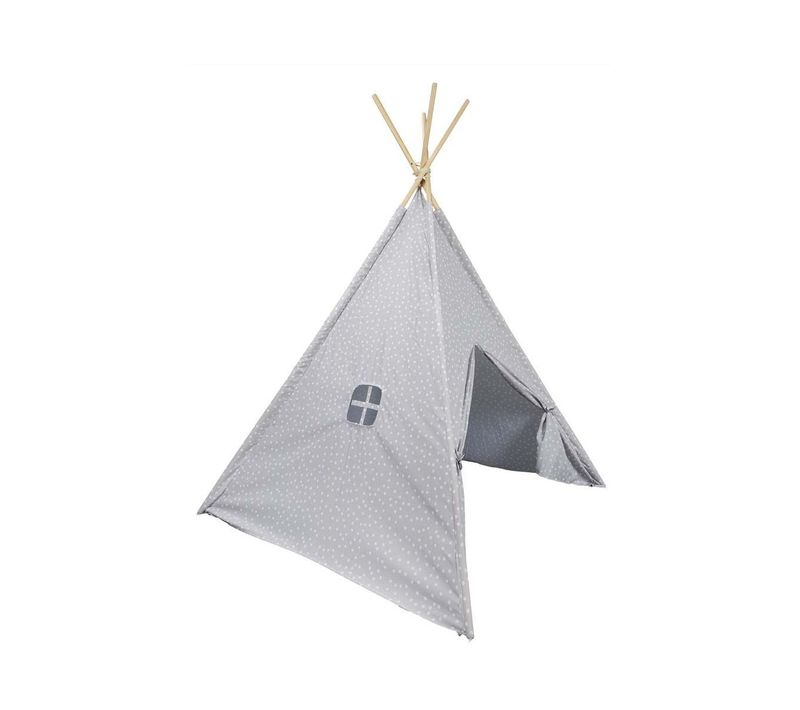 Tipi Enfant En Tissu 160 Cm Little House Taupe Et Blanc