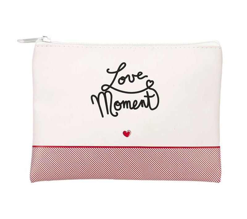 Trousse De Toilette "mots D'amour" 19cm Blanc