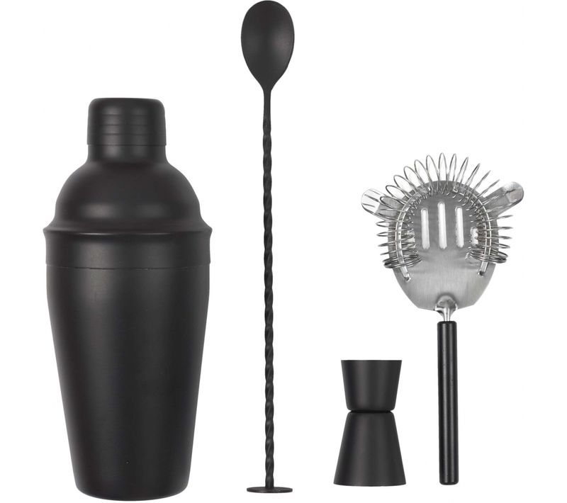 Coffret À Cocktail En Inox Noir 4 Accessoires