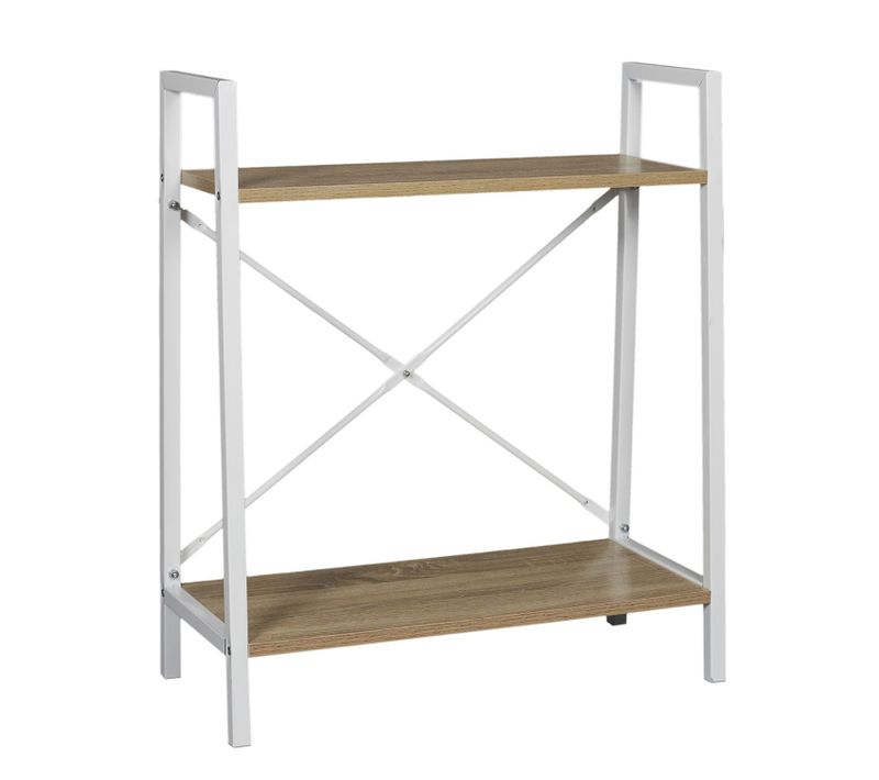 Etagère à 2 Planches En Bois Et Métal - L. 60 X H. 70 Cm. - Blanc