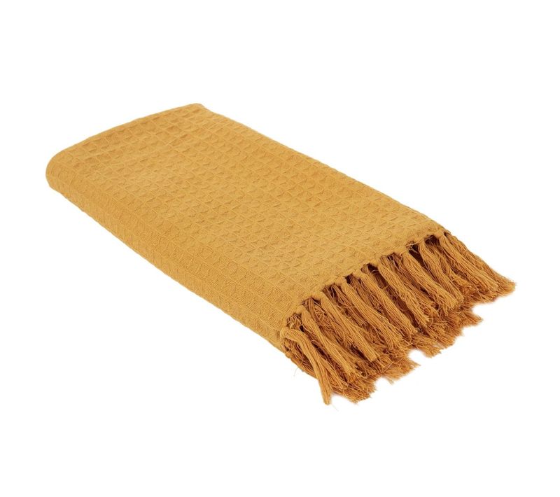 Jeté De Canapé "gaufré" 170x250cm Jaune Ocre