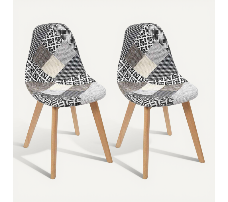 Chaise Scandinave Patchwork (lot De 2) Blanc