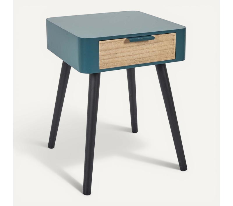 Chevet En Bois 1 Tiroir Zoran Bleu Canard
