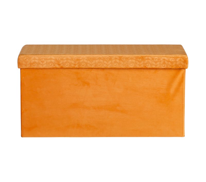 Banc Coffre Pliable En Velours Rétro Moutarde