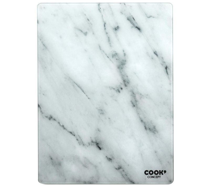 Planche à Découper En Verre "marble" 40cm Blanc