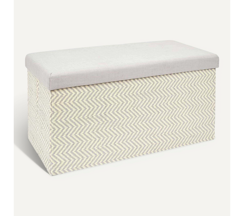 Banc Coffre De Rangement Tressage Mirage Gris