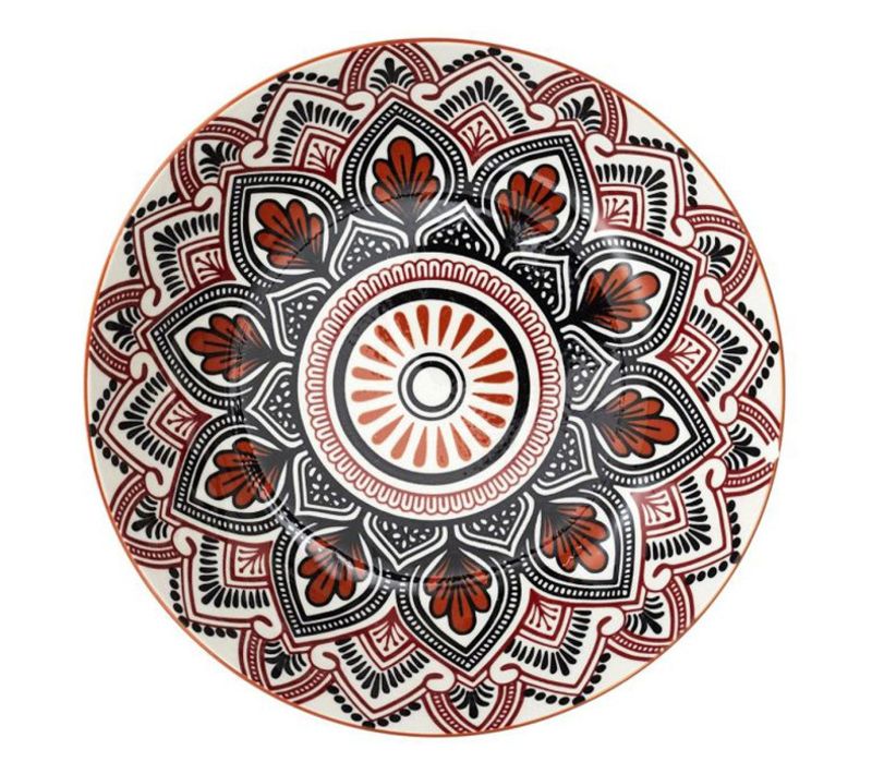 Lot De 6 Assiettes Creuses "mandala" 20cm Orange
