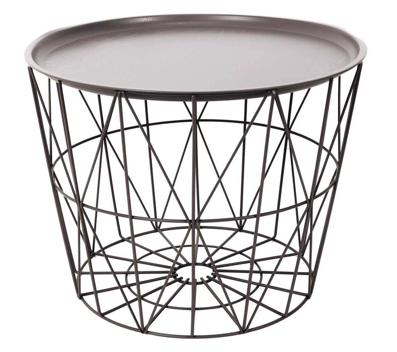 Table Filaire En Métal Ronde 50 Cm Taupe