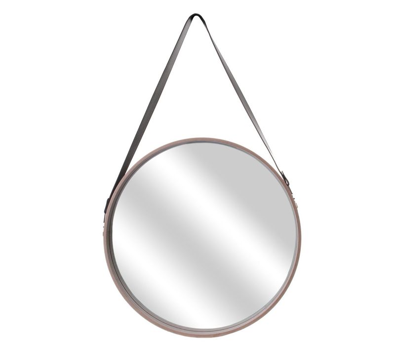 Miroir Mural Rond Avec Anse "barbier" 70cm Beige