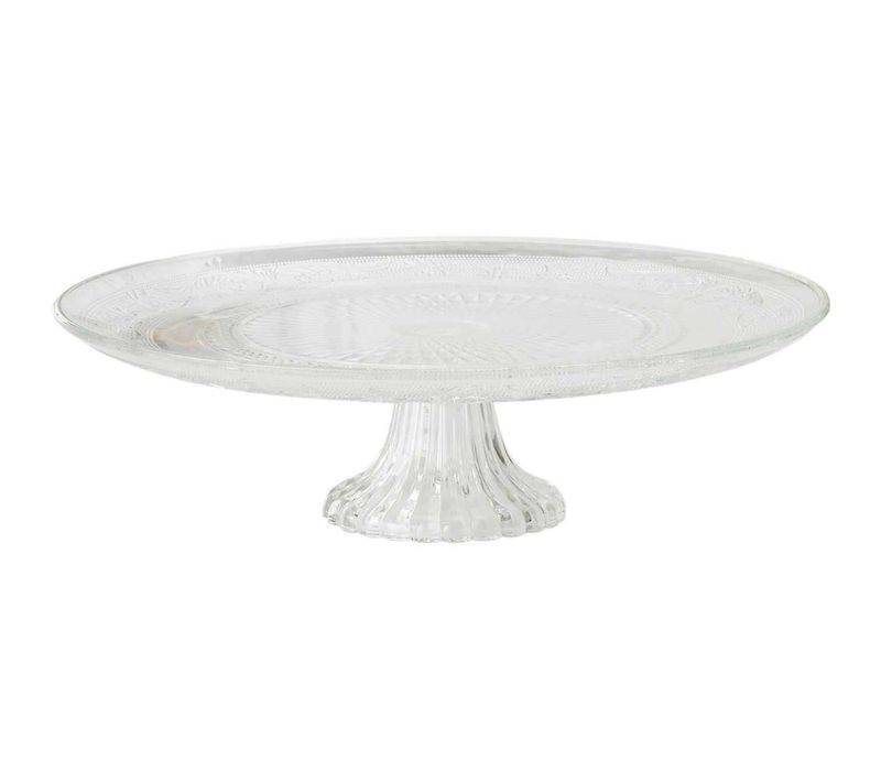 Plat De Présentation Sur Pied En Verre Ciselé 33 Cm