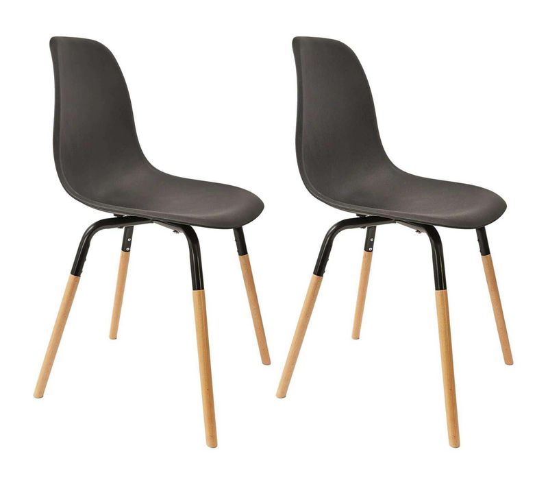 Chaise Scandinave Pieds Métal Et Bois De Hêtre Phenix (lot De 2) Noir
