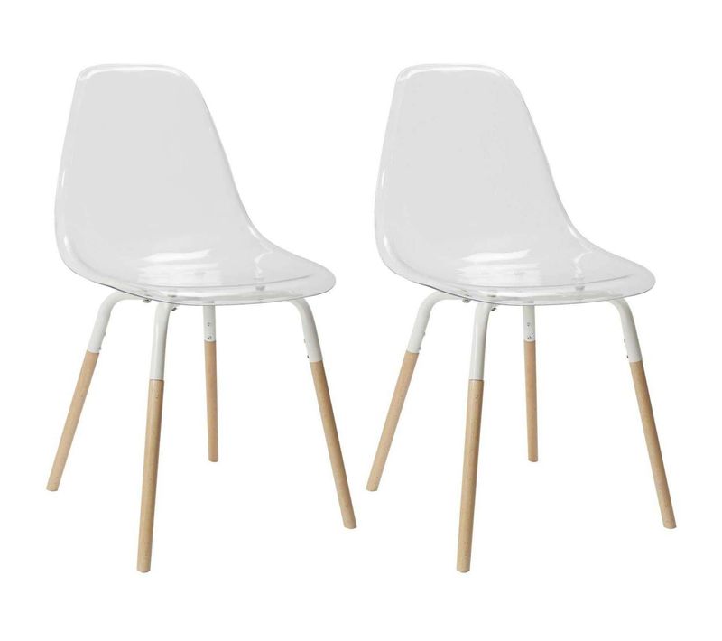 Chaise Scandinave Pieds Métal Et Bois De Hêtre Phenix (lot De 2) Transparente