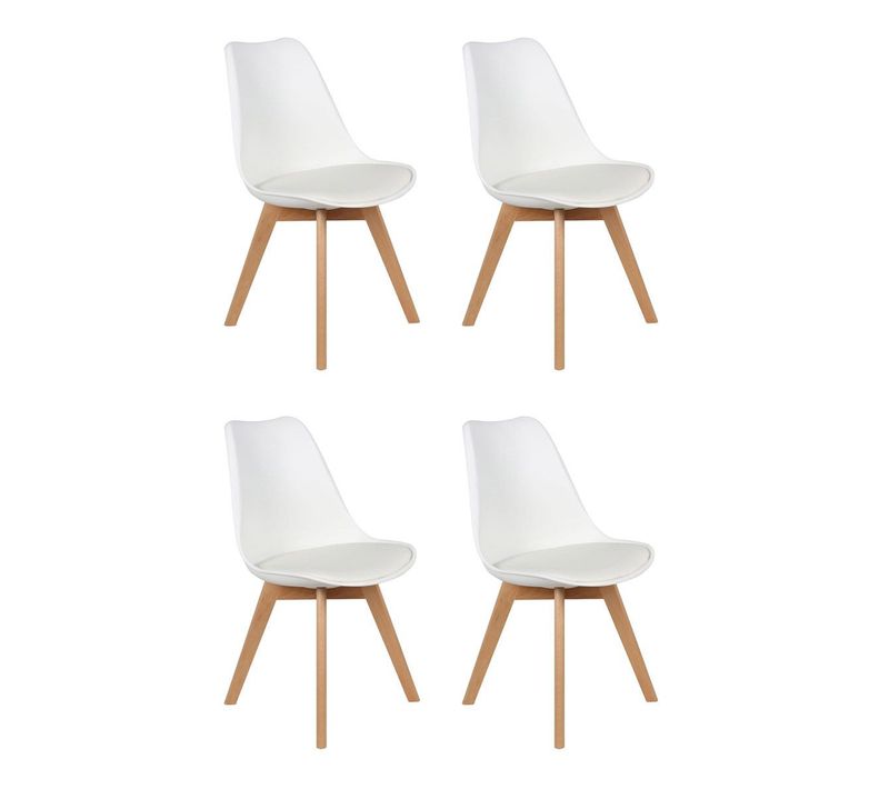 Lot De 4 Chaises Scandinave "coquil" 81cm Blanc