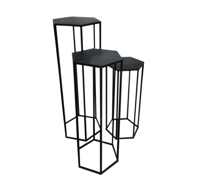 Lot De 3 Sellettes Gigognes "métal" 90cm Noir