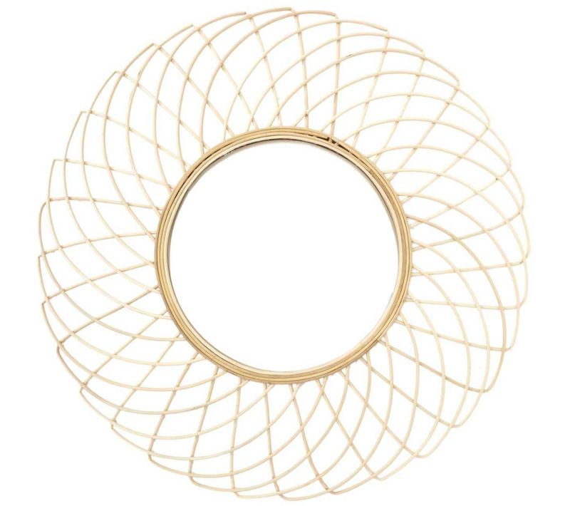 Miroir Rond En Rotin Rosace 90 Cm