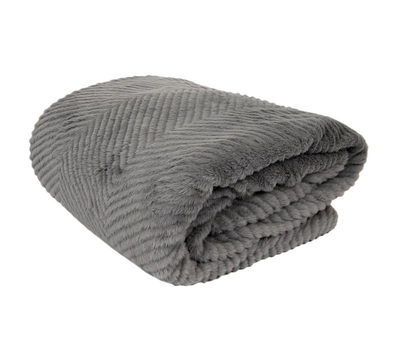 Plaid Imitation Fourrure Grise Et Sherpa 140 X 200 Cm
