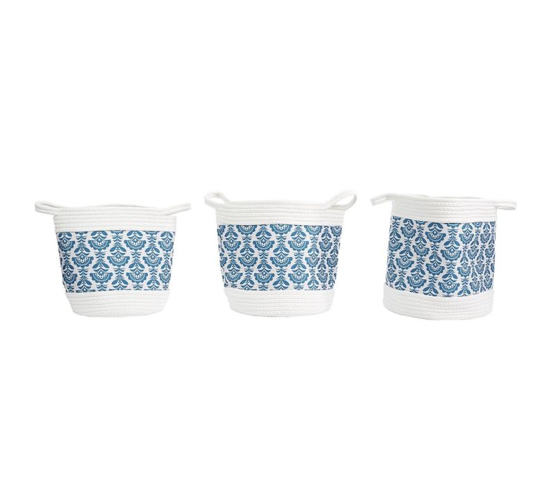 Lot De 3 Paniers De Rangement "jaïpur" 31cm Bleu