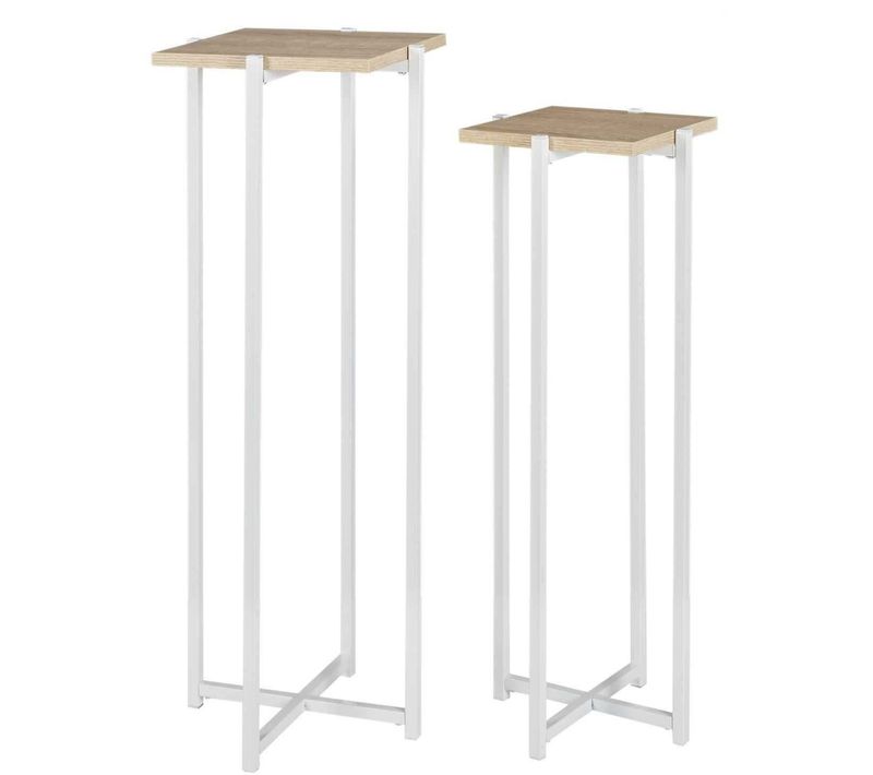 Ensemble De 2 Sellettes En Métal Et Bois Loka Blanc