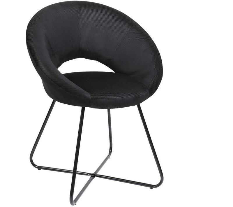 Fauteuil Rond En Velours Cotelé Giulia Noir
