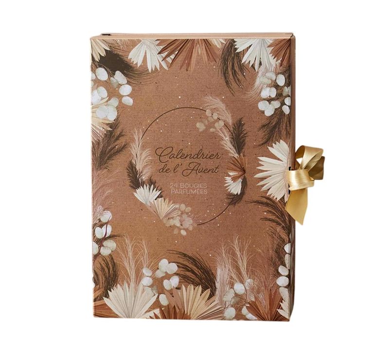 Calendrier De L'avent 24 Bougies Parfumées "nature" 30cm Marron