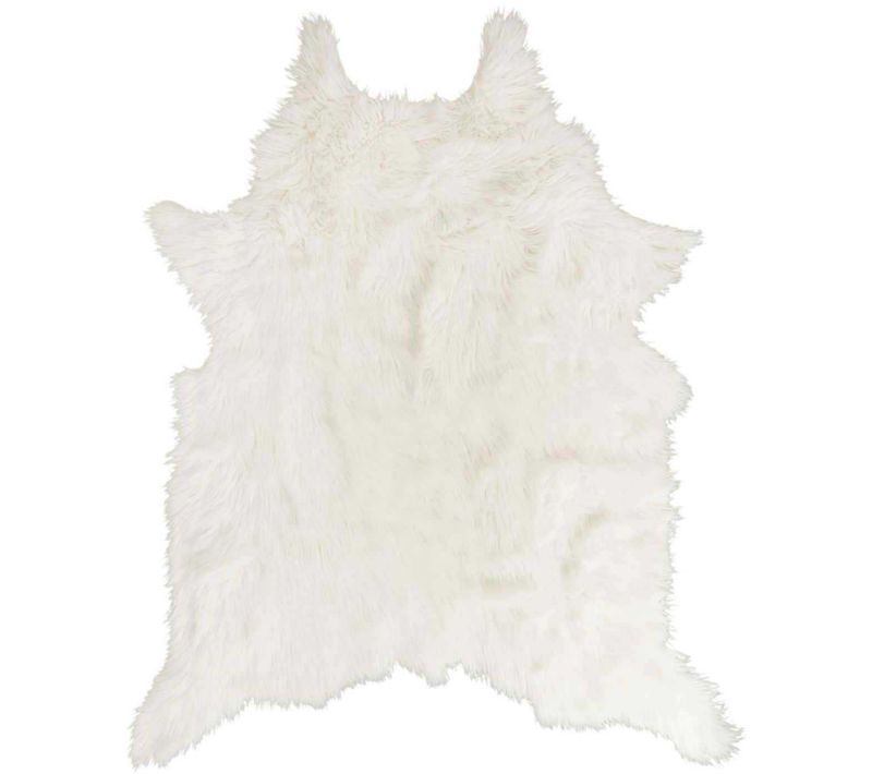 Tapis En Fausse Fourrure Peau De Bête 120 X 2 X 158 Cm Blanc