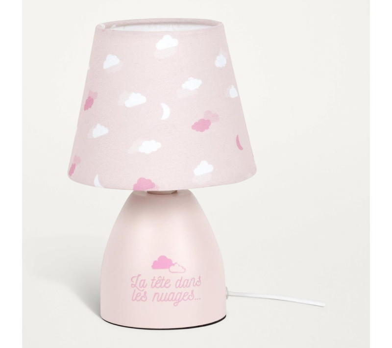 Lampe De Chevet Enfant "nuages" 19cm Rose