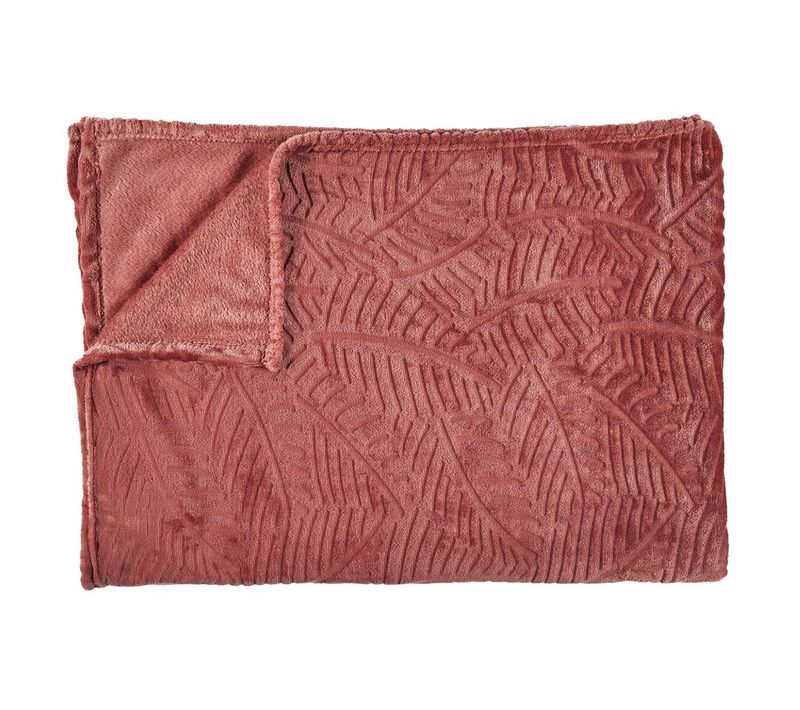 Plaid Flanelle Embosse "roméo" 120x150cm Terracotta