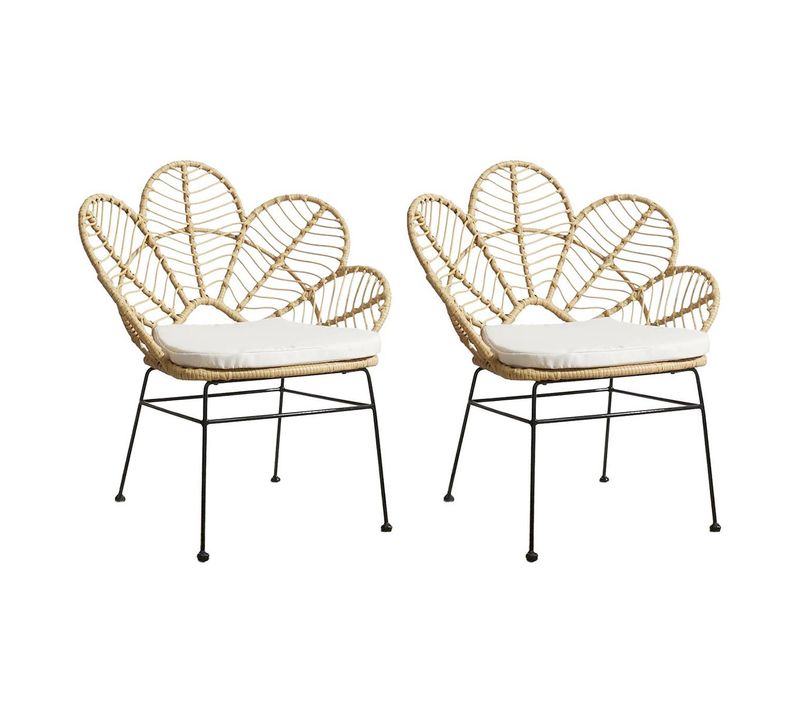 Lot De 2 Fauteuils Design "honolulu" 91cm Naturel