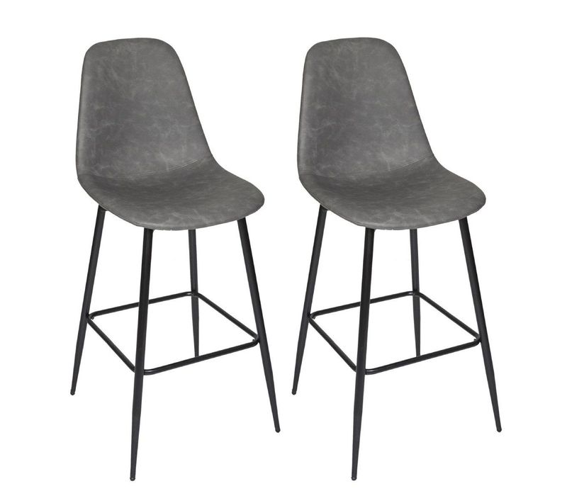 Lot De 2 Chaises De Bar "amber" 106cm Gris