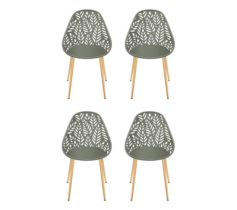 Lot De 4 Chaises De Jardin "lucena" 83cm Vert Olive