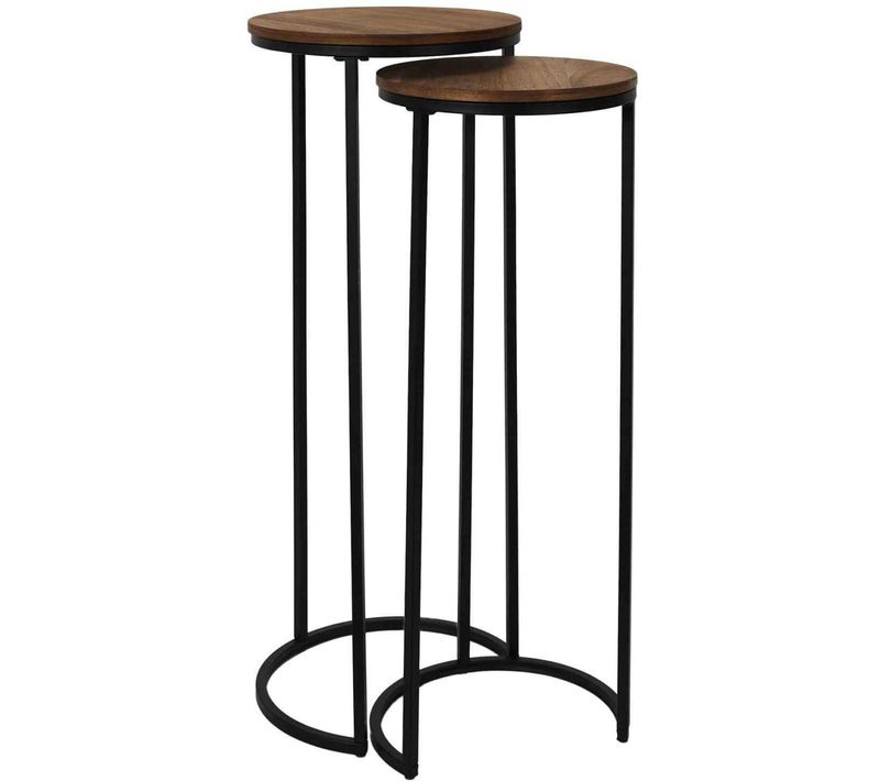 Sellette Gigogne Effet Acacia Et Métal (lot De 2)