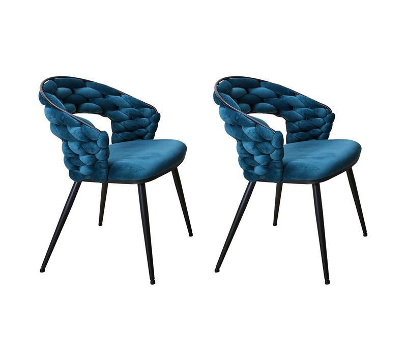 Lot De 2 Chaises Design "salyer" 82cm Bleu Canard