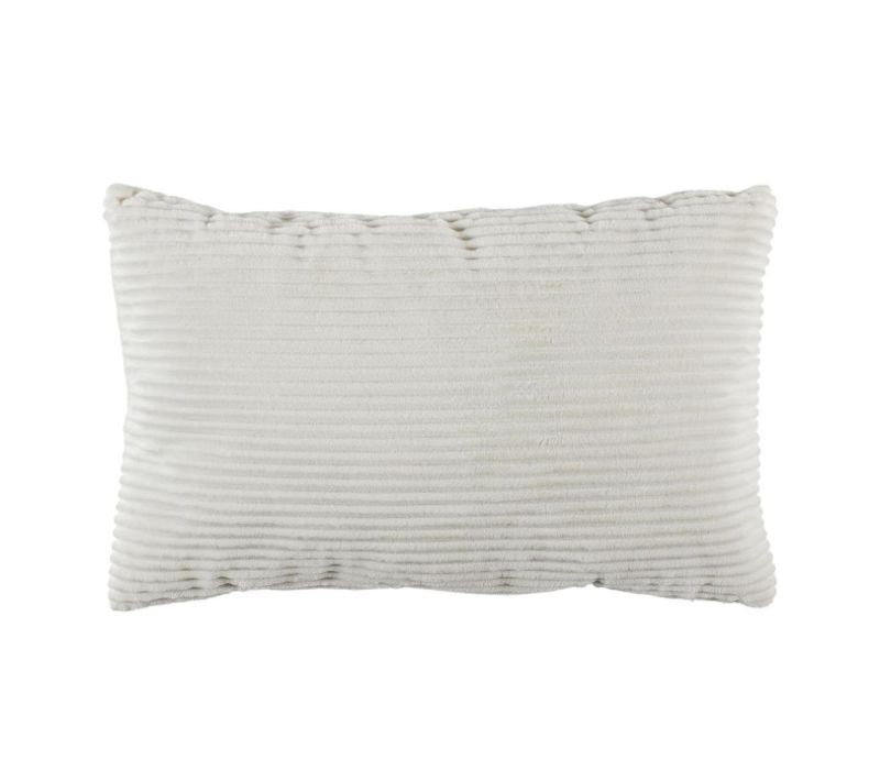 Coussin Déco Flanelle "grosse Côtes" 30x50cm Blanc