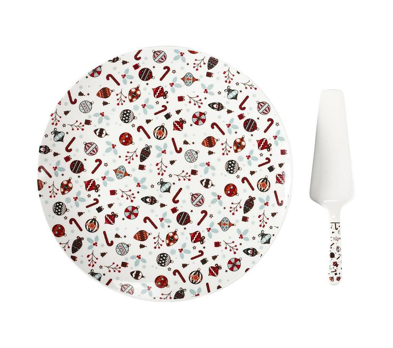 Plat et Pelle à Tarte "noël" 30cm Multicolore