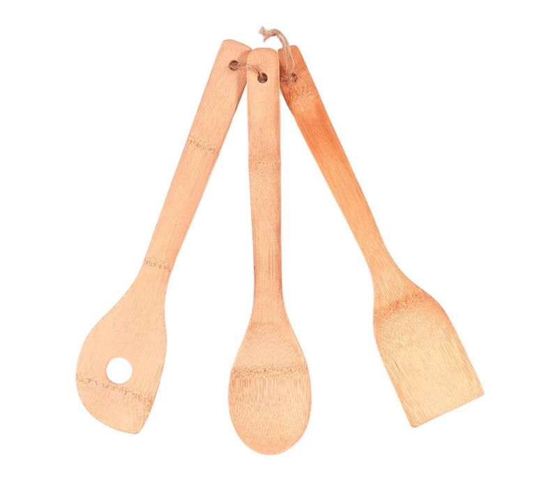 Lot De 3 Ustensiles De Cuisine "bambou" 30cm Naturel