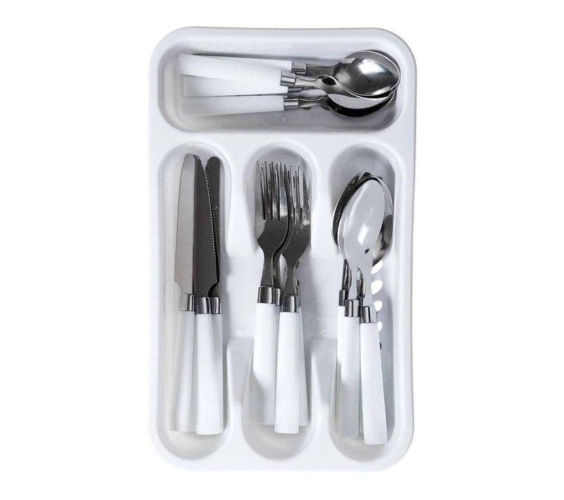 Ménagère 16 Pièces et Range-couverts "campus" 32cm Blanc