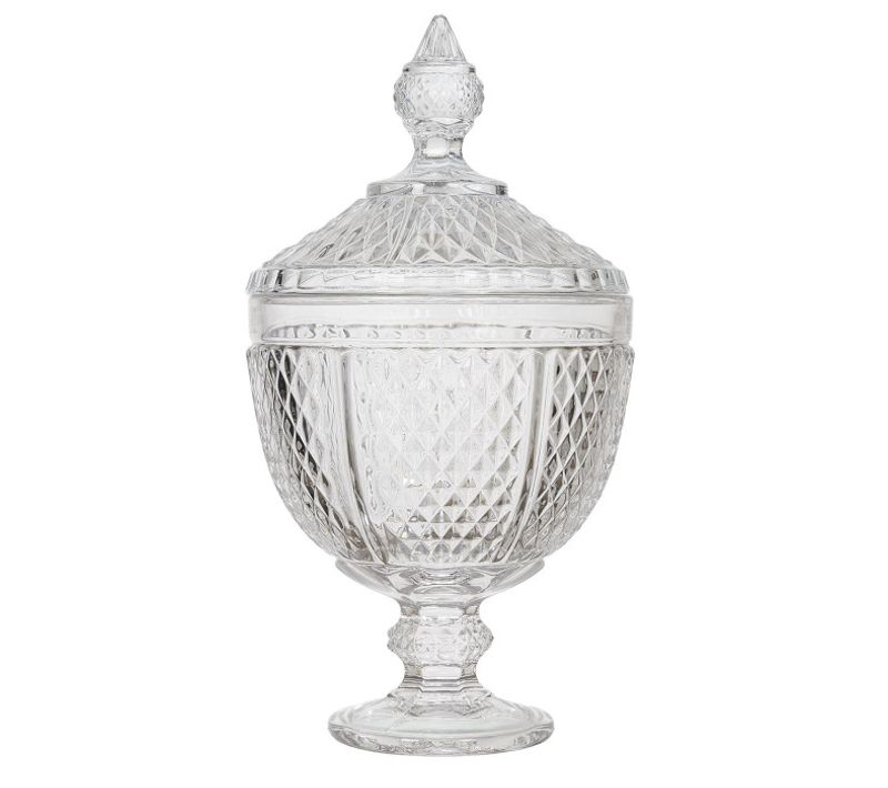 Bonbonnière Design En Verre "diamant" 31cm Transparent