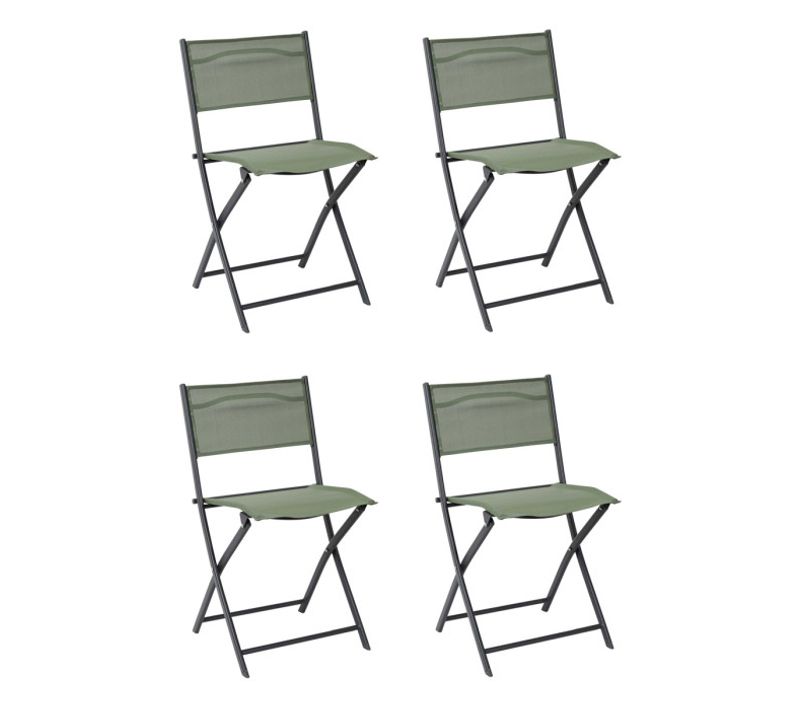 Lot De 4 Chaises De Jardin "elba" 80cm Kaki