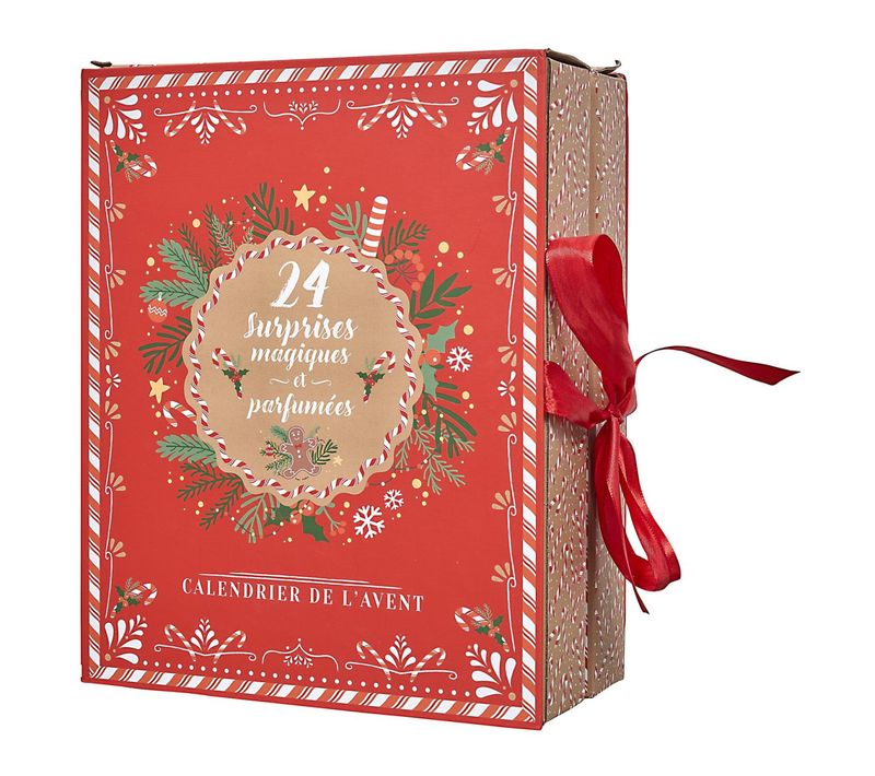 Calendrier De L'avent Bougies et Surprises "noël" 31cm Rouge